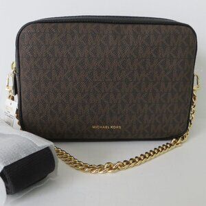 Michael Kors NWT BRYANT Double Zip Md Camera Crossbody Bag -Brown/Blk MSRP $178